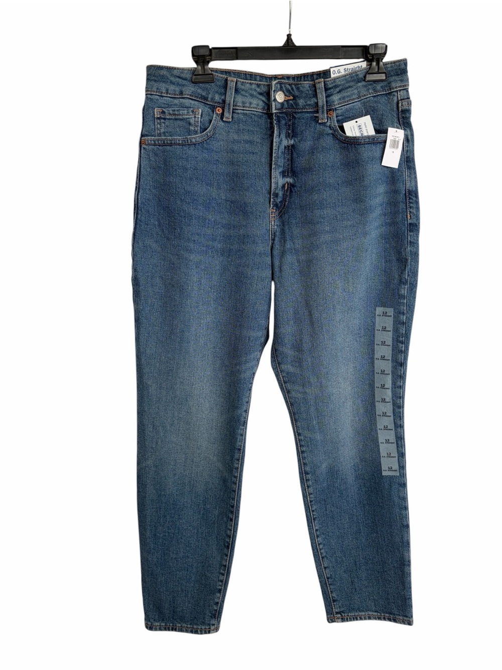 Old Navy Womens 12 OG Straight High Rise Jeans Secret Slim Pockets Med Wash New